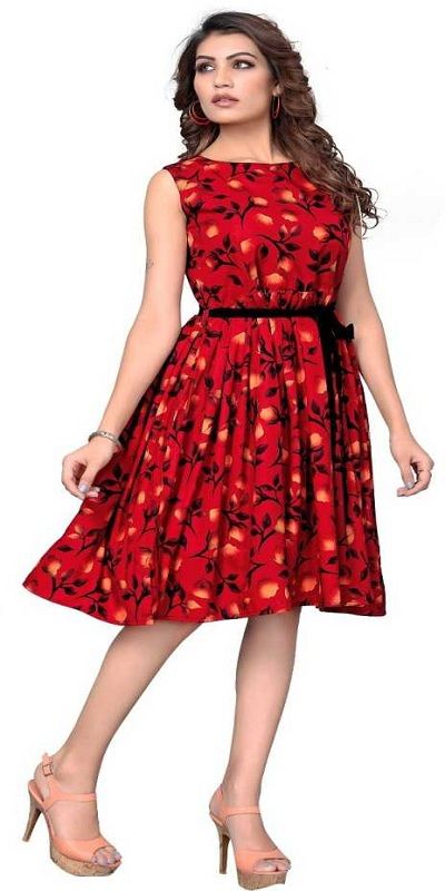 Women Fit and Flare Red Dress